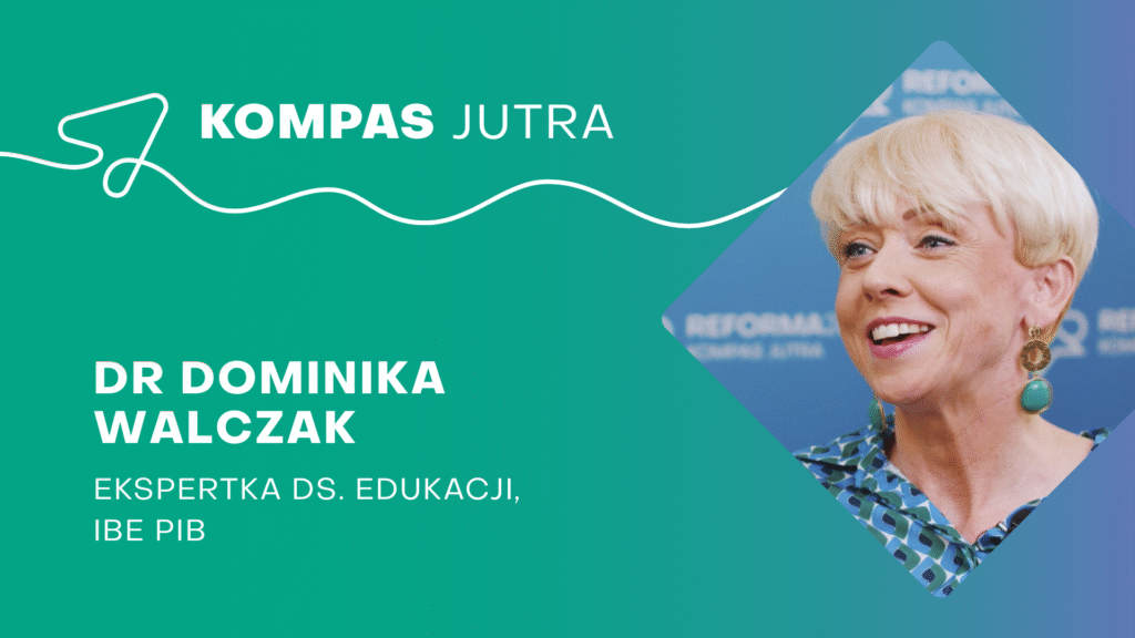 Zdjęcie dr Dominiki Walczak wraz z logo Kompas Jutra.