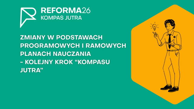 Grafika na zielonym tle buay napis zmiany w podstawach programowych i ramowych planach nauczania